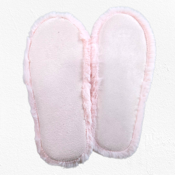 Juicy Couture Pink Faux Fur Slippers Size 8 Crisscross Fluffy Lounge Sandals - Picture 11 of 13